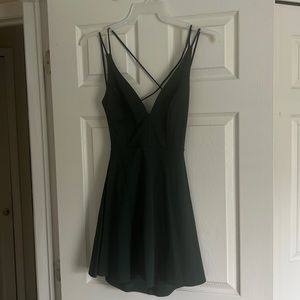 Dark green strappy backless skater dress